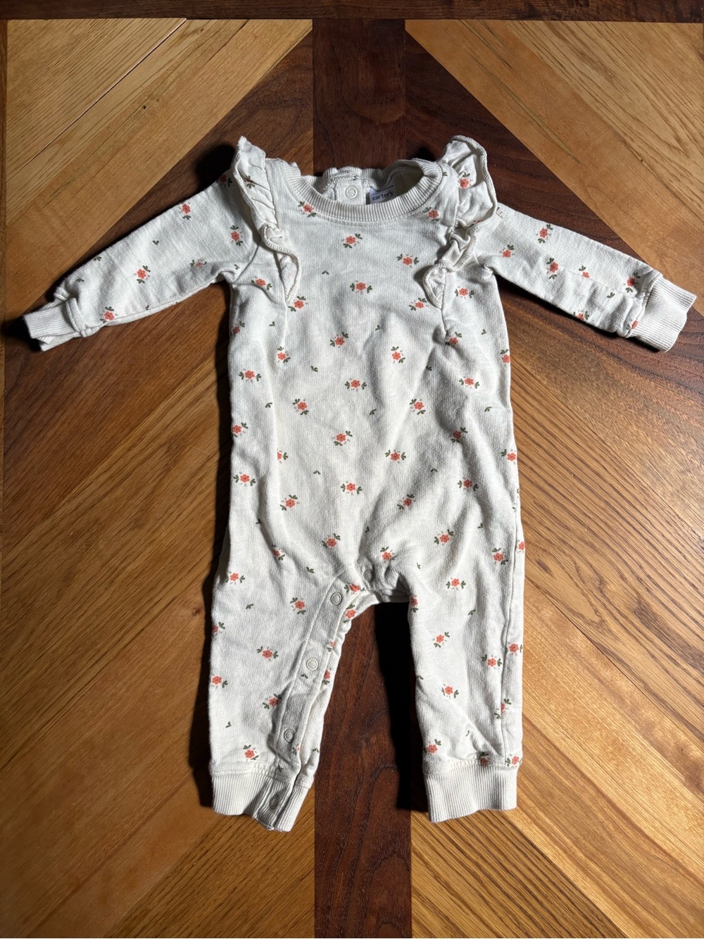 Carters 9M Baby Girl Floral Ruffle Cotton Long Sleeve Jumpsuit